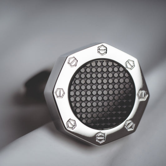 French Silver Black Cufflinks