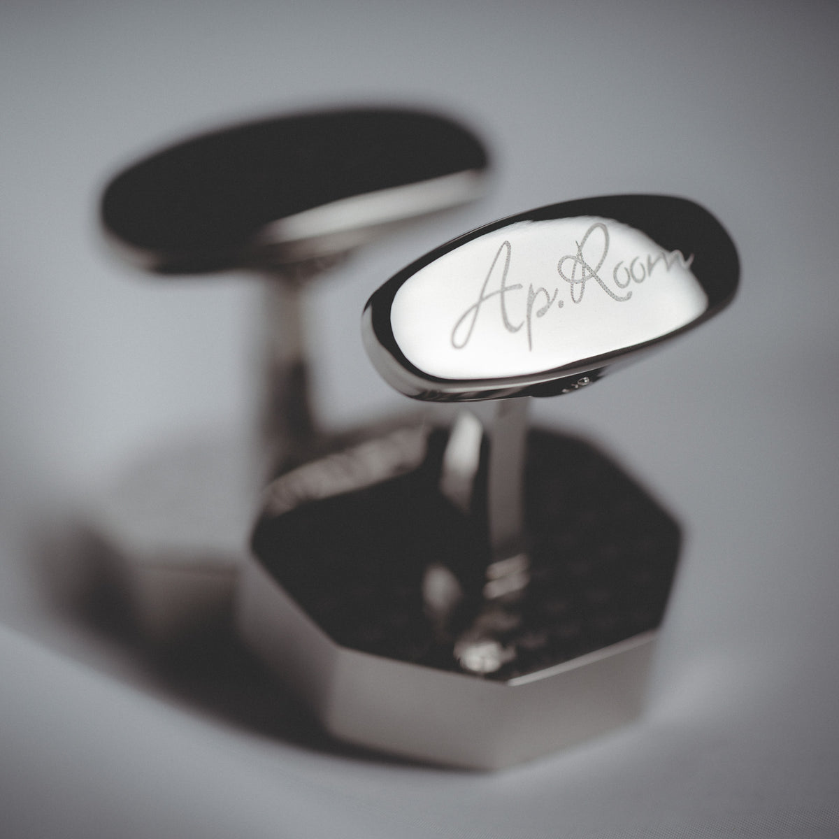 French Silver Black Cufflinks