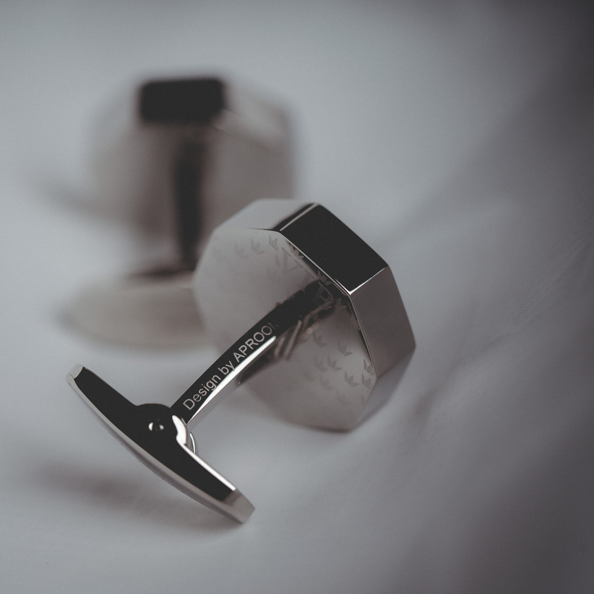 French Silver Black Cufflinks