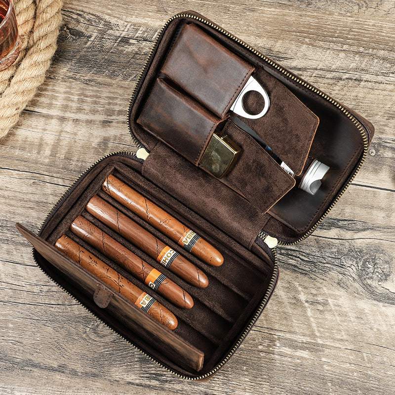 Crazy Horse Leather Cigar Box