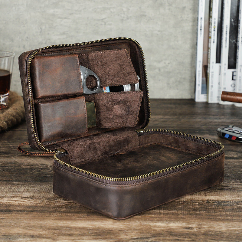 Crazy Horse Leather Cigar Box